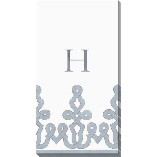 Stone Blue Dessin Linen Like Caspari Guest Towels
